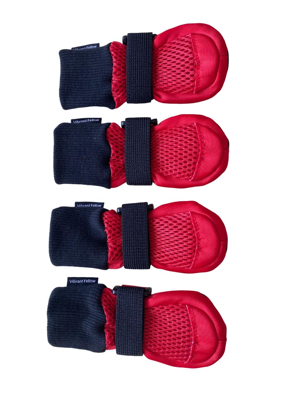 Vibrant Fellow Dog Shoes Breathable for Walking, Dog Boots Protective and Soft, Paw Protector Dog Booties that Stay on, Set of 4, Size Medium, Colour Red