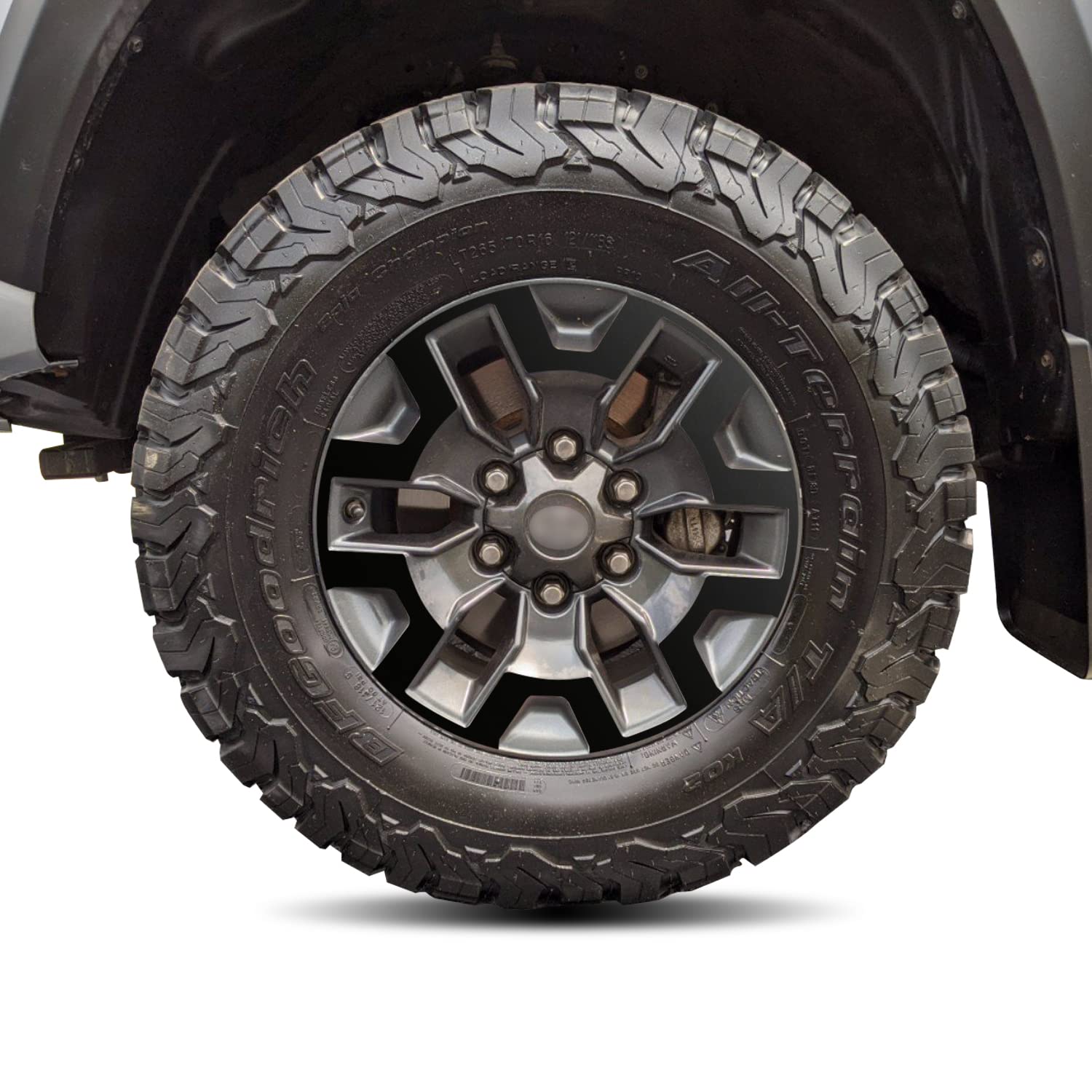 Photo 1 of Gomu Vinyl Decal Overlay Wrap Sticker Compatible with & Fits Tacoma TRD Off Road Wheels 2016 2017 2018 2019 - Metallic Matte Chrome Black