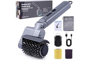 PUVIRECN Electric Grill Cleaner 3 in 1, Cleaning Brush Scraper, Easy Clean Cordless BBQ Barbecue Scrubber, for Father's Day, 