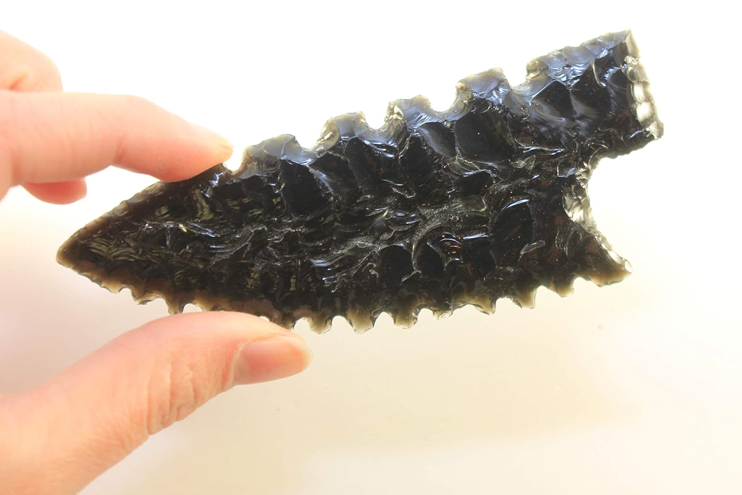 4" Dark Burns Green Obsidian Flint Knapped/Knapping