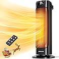 VAGKRI 24” Space Heater for Indoor Use, Fast Ceramic Heater with Remote and Thermostat, 3 Modes, Overheating & Tip-Over Protection,Portable Electric Heater for Bedroom, Office, Garage, Black