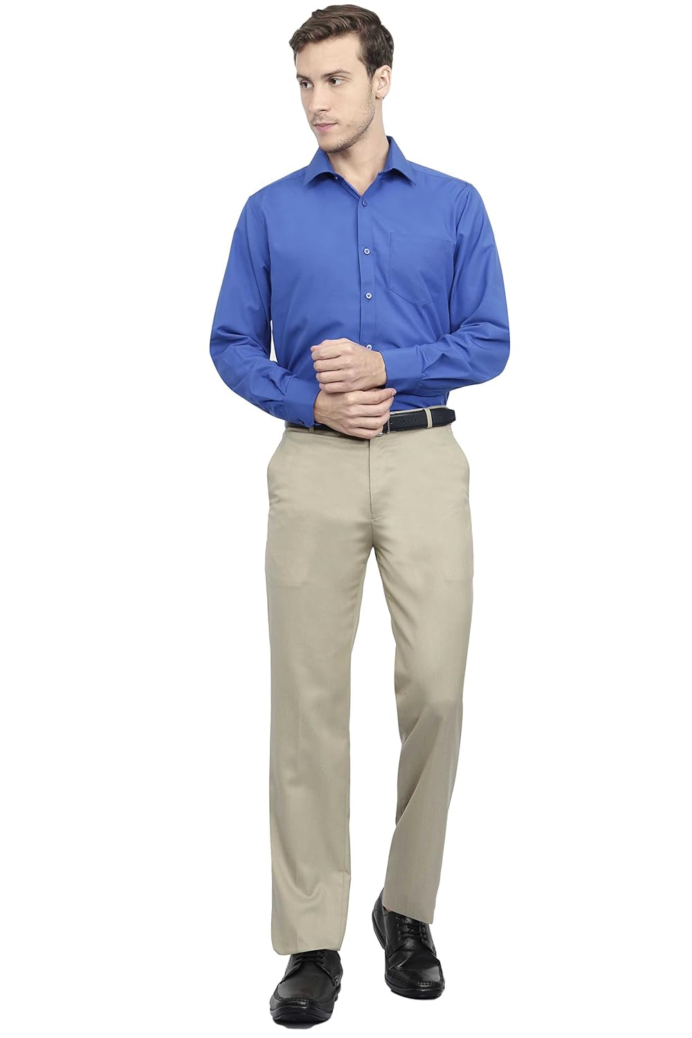 mchenry men's solid formal regular fit stretch(lycra) formal trousers