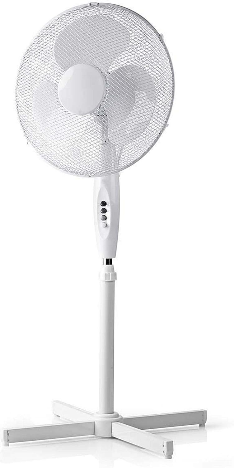 hibuy Standventilator hbs6040 - weiß - Ø 40 cm, 100-120 cm - oszillierend, Neigungswinkel verstellbar - 3 Geschwindigkeiten