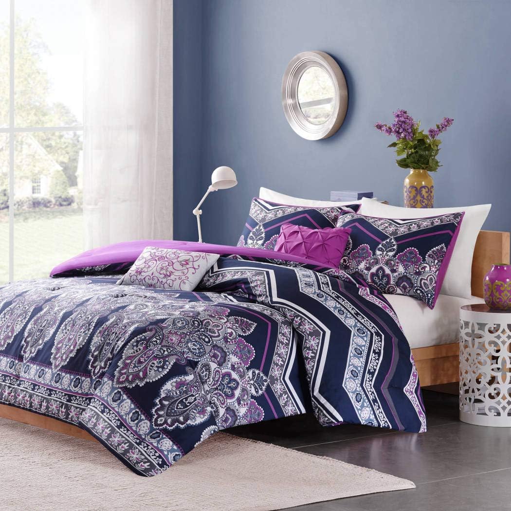 Amazon Com 5 Piece Purple Color Geometric Floral Pattern