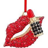 WhatSign Red Lips Lipstick Christmas Ornament - Makeup Ornaments for Christmas Tree Decorations Sexy Lips Christmas Tree Keepsake Ornaments for Women Girls