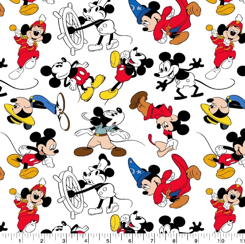 1/4 Yard - Mickey Mouse Through The Years Sewing Fabric 100% Cotton - Fat Quarter (18" x 21")