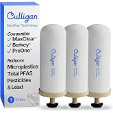 Culligan MaxClear Gravity Filter Replacement - Microplastics, Lead &amp; PFAS | IAPMO Certified | Fits Berkey, ProOne, MaxClear, Purewell, Waterdrop Gravity Water Filter Systems | Ceramic + Carbon | 3-Pack