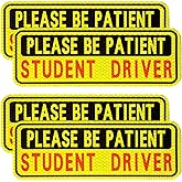 BFXM 4 PCS Student Driver Magnet for Car, New Driver Magnet for Car, Please Be Patient Funny Magnetic Student Driver,Reusable Movable Reflective Safety Warning Bumper Magnets