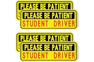 BFXM 4 PCS Student Driver Magnet for Car, New Driver Magnet for Car, Please Be Patient Funny Magnetic Student Driver,Reusable Movable Reflective Safety Warning Bumper Magnets