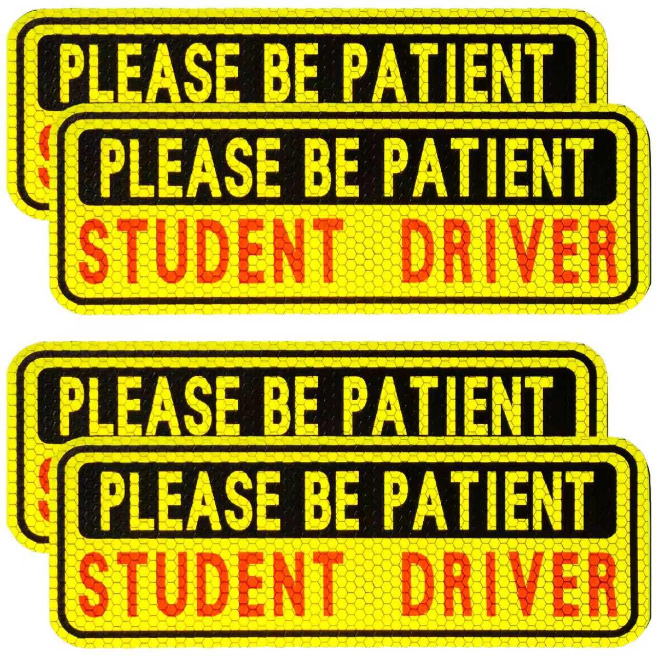 Photo 1 of BFXM 4 PCS Student Driver Magnet for Car, Please Be Patient Funny Magnetic Student Driver, New Driver Safety Warning Bumper Sticker Signs, Reusable Movable Rookie Driver Reflective Magnets Stickers