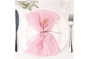 Dololoo Cheesecloth Napkins Set of 6, 20 x 20 Inch Gauze Dinner Cloth Napkins, Handmade Square Rustic Table Napkins for Parties Weddings Event Family Dinner Boho Boho Decoration, Dusty Pink