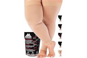 Mojo Compression Socks for Women & Men - 20-30mmHg Graduated Support Thigh-Hi Leg Sleeves with Grip Top - 10 Sizes, 5 Colors - Reduces Swelling, Ideal for Varicose Veins, Lymphedema, DVT Treatment - 1 Pair