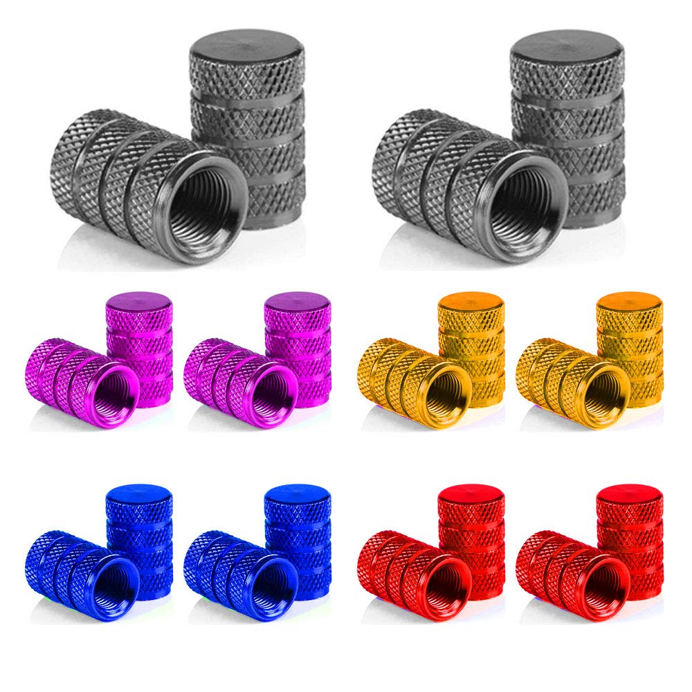 senvenelec 20 Pcs - quality color aluminum valve caps, tire valve dust caps, automobile, motorcycle, bicycle to prevent air leakage-general tire valve caps, aluminum alloy - 5 colors.