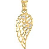 Jewels By Lux 10kt Yellow Gold Unisex Cubic-Zirconia Angel Wing Religious Charm Pendant