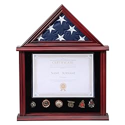Tieeqe Solid Wood Flag Display Case Military Shadow