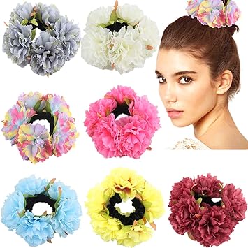 Amazon Com Joyoyo 7 Colors Garlands Rose Flower Hair Scrunchies