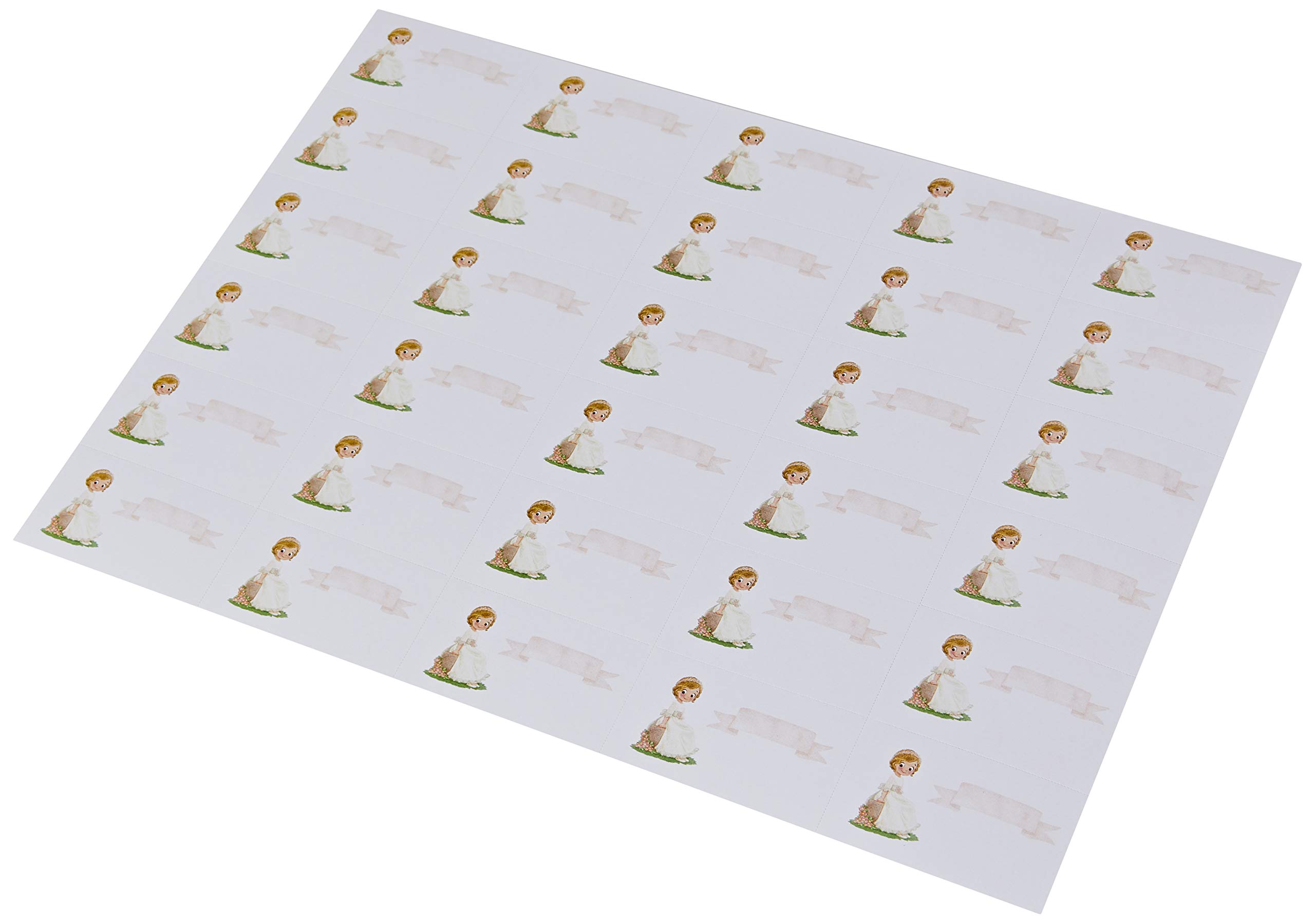 Mopec X8920 Precut Card Girl Communion Sitting Bench, 30 x Sheet, Pack of 5, Cardstock, Multicolour, 3.5 x 6.5 cm, 5