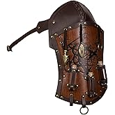HiiFeuer Medieval Alchemy Shoulder Armor with Pendant Vials, Embossed Mercenary Knight Single Pauldron for Cosplay Ren Faire