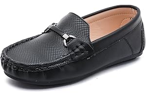 DADAWEN Boys Girls Soft Leather Loafer Casual Slip-On Moccasin Flats Dress Shoes Penny Boat Shoes School Wedding Church Loafers (Toddler/Little Kid/Big Kid)