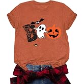 Halloween Boo Shirts for Women Funny Halloween Ghost Tshirts Fall Spooky Pumpkin Gift Top