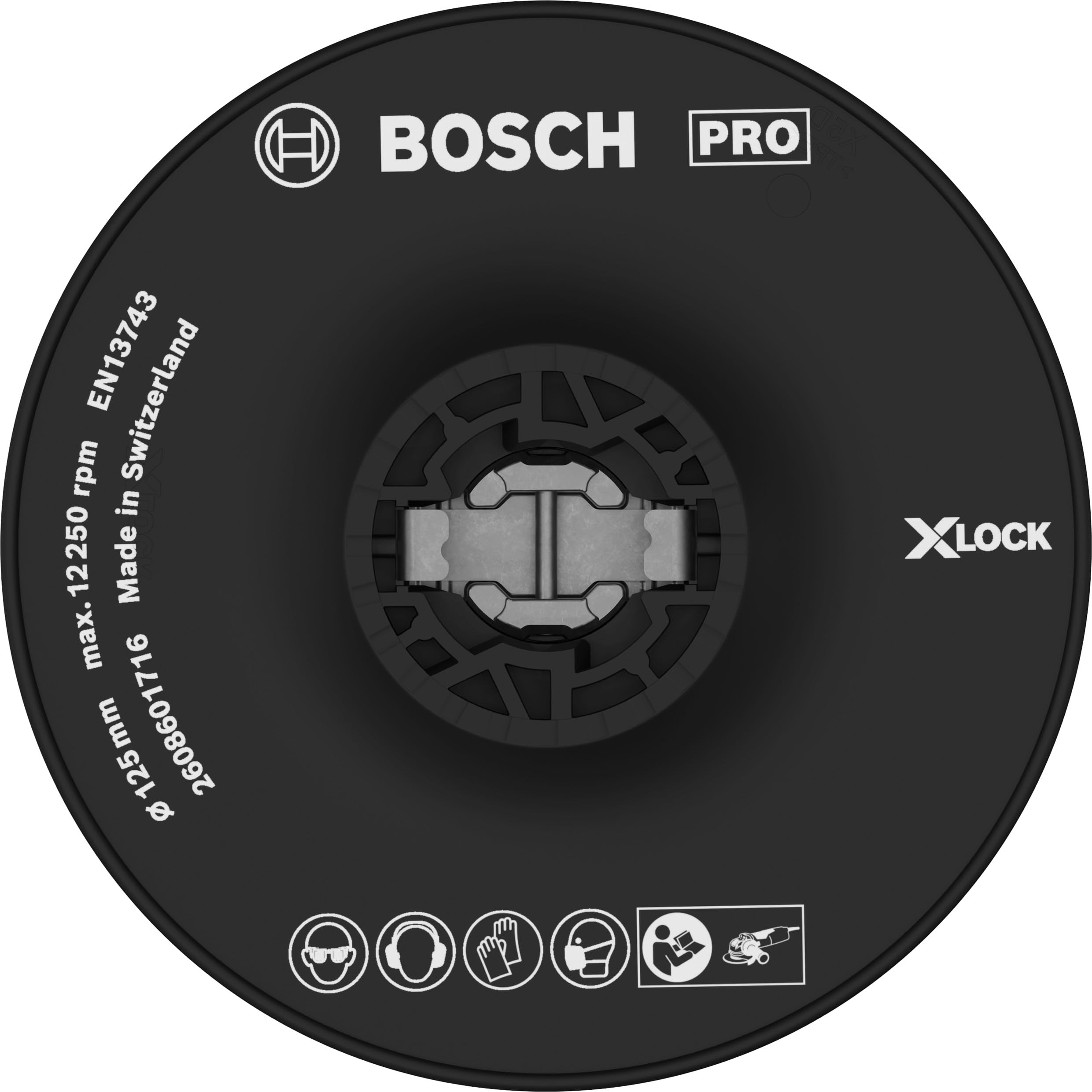 Bosch 1x PRO Backing Pad for Small Angle Grinders, X-Lock, Hard (Ø 125 mm, Professional Accessory Small Angle Grinder)