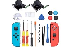 Mailink 3D Replacement Joystick Analog Thumb Stick Compatible with Nintendo Switch Joy-Con Controller - Include Tri-Wing & Cross Screwdriver Tool + 4 Thumbstick Caps
