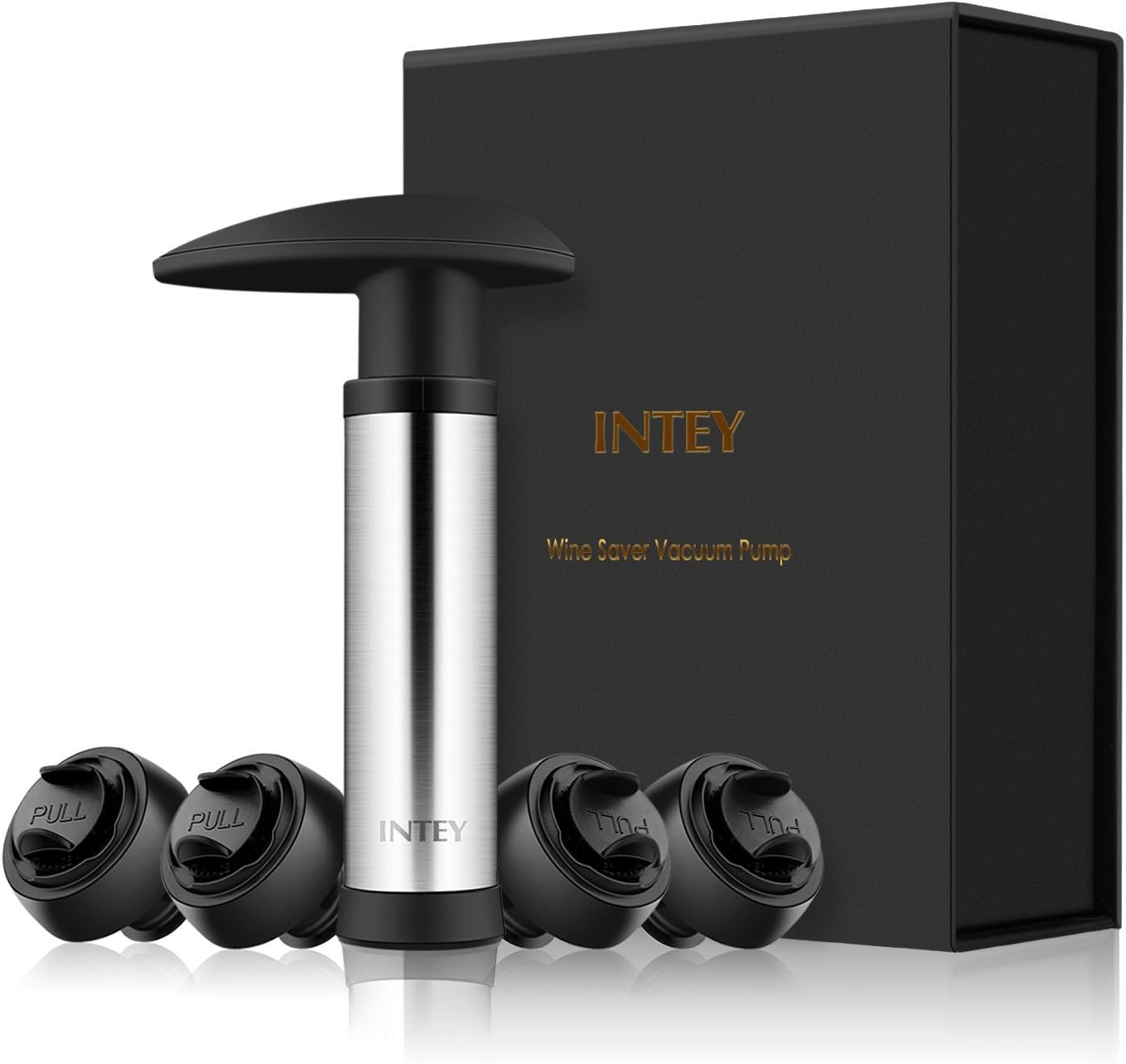 INTEY Wine Saver Vacuum Pump with 4 Stoppers, Wine