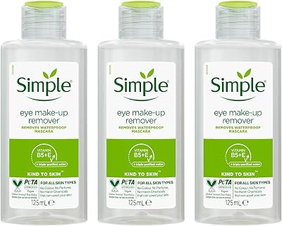 Simple Kind to Skin Eye Make-Up Remover for Sensitive Skin 3 x 125ml