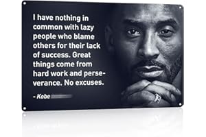 BEKUGART NC Kobe Bryant Quotes-Great Things Come from Hard Work- 8 x 10 -Motivational Basketball Metal Sign Print Poster. Home-Office-Locker Room-Gym Décor. Perfect Wall Art to Inspire Perseverance.