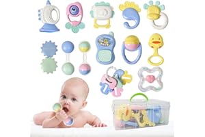 Cuterabit 13PCS Baby Rattles 0-6 Months, Baby Teething Toys with Storage Case, Infant Toys 0-3-6-12 Months, Baby Girl Toys, Best Newborn Christmas Gift for Babies Infants Boy Girl