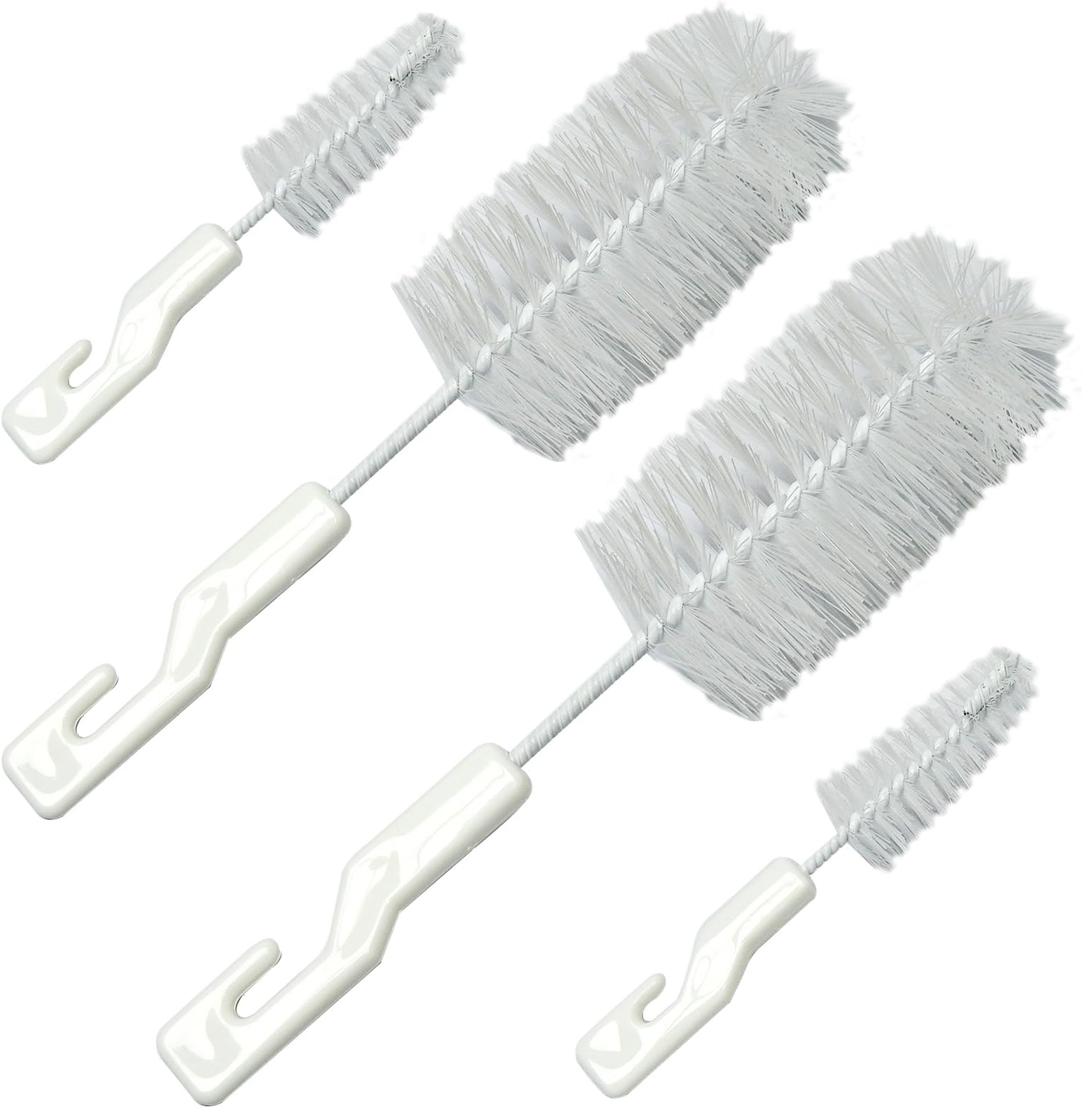 Sure BabyChildrens Bottle & Teat Cleaning Bristle Brush Set Twin Pack - 4 Brushes 2 x Large + 2 x Small