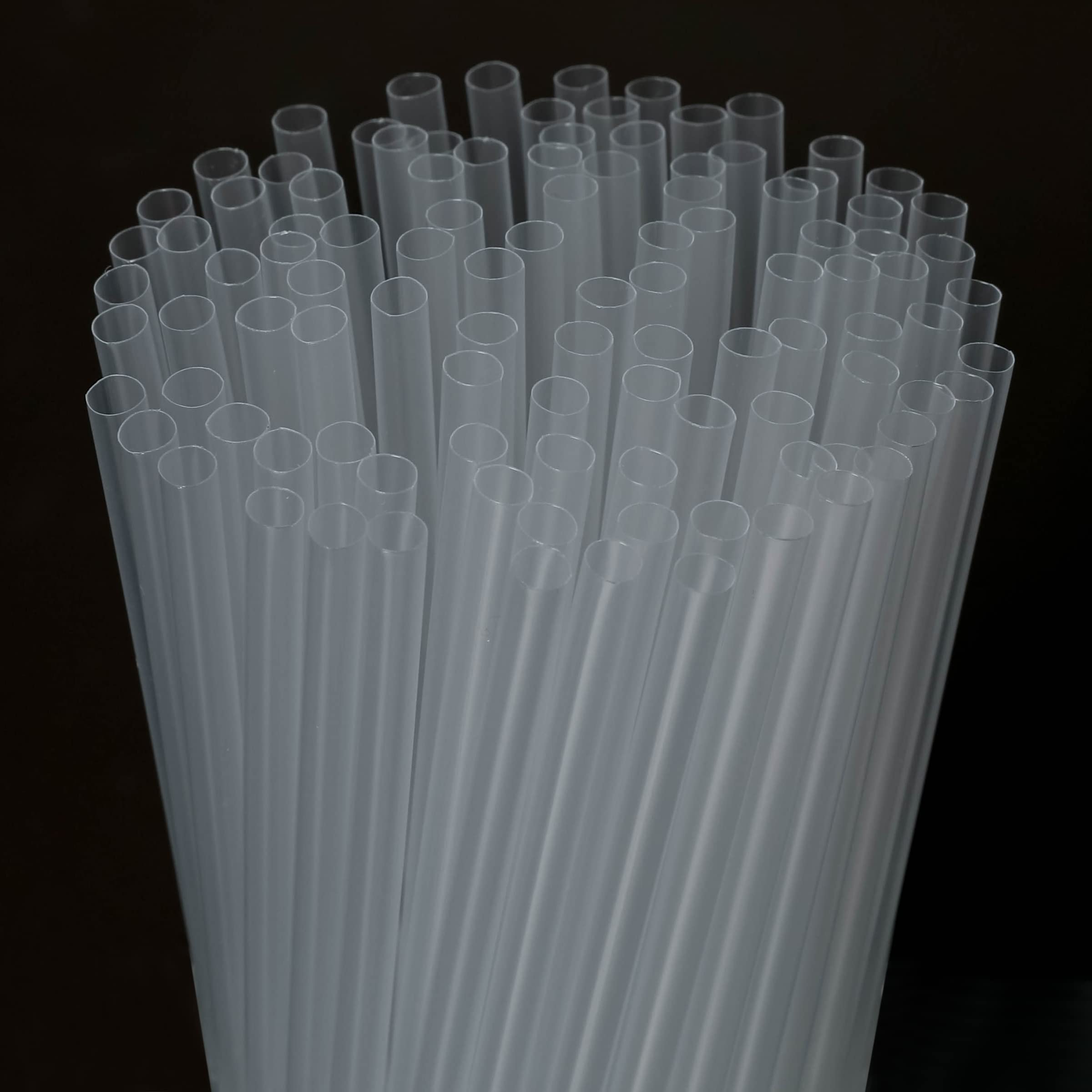 Photo 1 of 200 Pcs Clear Disposable Drinking Plastic Straws.(0.23'' diameter and 8.26" long)-Clear