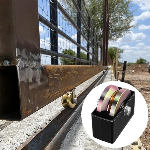 Soiiw 4" Sliding Gate Rollers Wheel 2 Pack V Groove Slide Wheel 1 3 4 Width With Welded Bracket Heavy Duty Solid Double Bearing 3000 Lbs Capacity With Screws