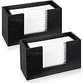 2 Pack Paper Towel Dispenser Black Napkin Dispenser Countertop Wooden Bathroom Paper Towel Holder Multifold C-Fold Z-Fold Trifold Hand Dispensers for Kitchen Toilet Tabletop Car Office Restaurant