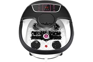 Ovitus Foot Spa Bath Massager with Fast Heat, Bubble Jets, Pedicure Stone, Motorized Shiatsu Massage Roller to Relieve Feet Muscle Stress, Foot Bath Tub with Adjustable Time & Temperature