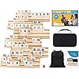 Timissu Rummy Cube 6 Player Edition with 6 Wooden Racks 160 Tiles Rummy Cube Game with Case 6 Players Travel Size Rummy Game Large Number Rummy Tiles Travel Game Set for Family Classic Board Games