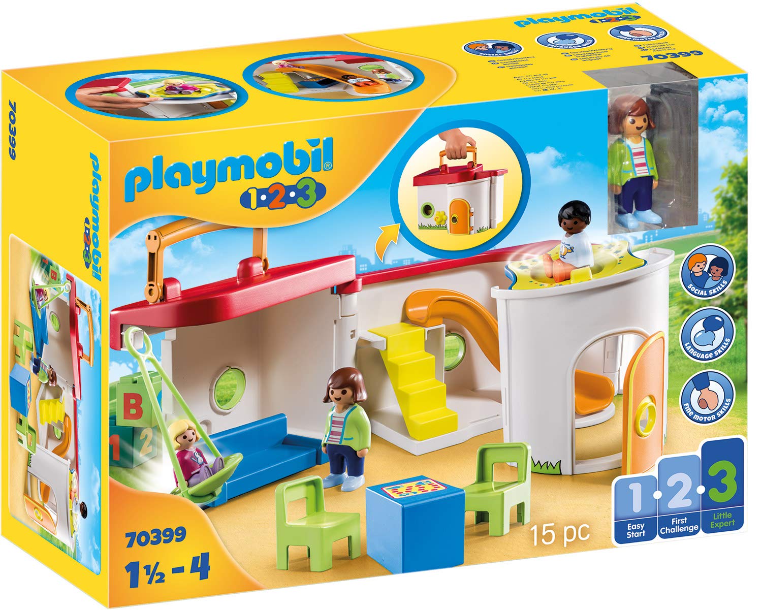 Playmobil 1.2.3 70399 My Take Along Pre-school, for Children Ages 1.5-4