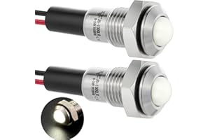 ZGSZJHF Mini Indicator Light 8mm 0.31" Waterproof Domed Sphere High Head Metal Stainless Steel Signal Lamp 110V/120V LED Pilot Light with 140mm/5.5"