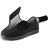 Ravelier Men's Diabetic Wide Width Breathable Waffle Knit Adjustable Slipper with Anti-Slip Indoor Outdoor Sole