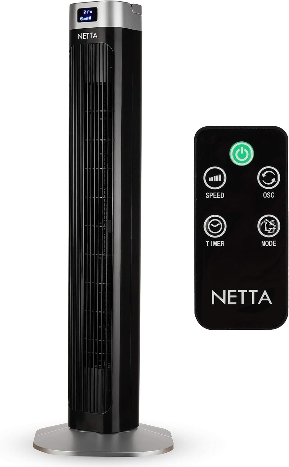 NETTA Black Tower Fan with remote control Amazon.co.uk Electronics