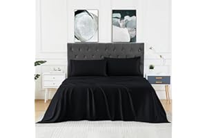 Garvee 4 PCS 100% Bamboo Sheets Queen, Luxury Cooling Bed Sheet Set, Deep Pocket Super Soft Breathable Sheets for Hot Sleeper