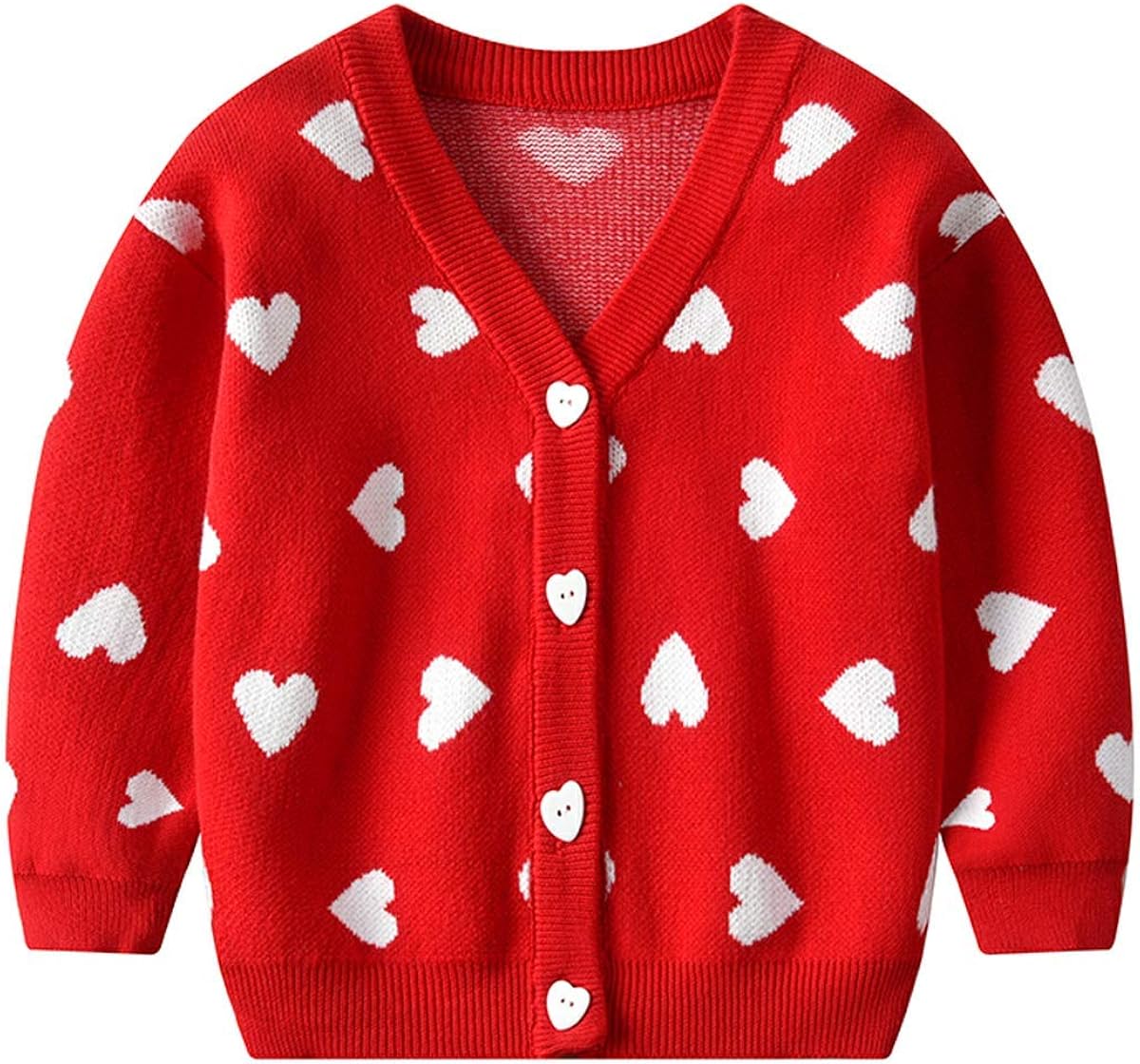 Amazon.com: YQYJA Toddler Girl Valentines Day Sweater Red Heart Knit Cardigan Long Sleeve V Neck 