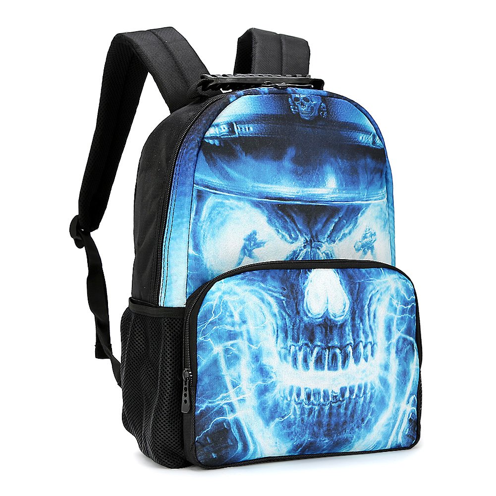 Koolertron D Animales Print Mochila escolar Cráneo Verde