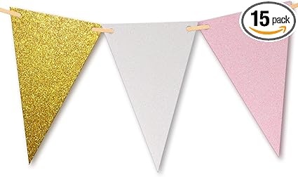 Amazon Com 10 Feet Amazing Gold Glitter Pink White Triangle