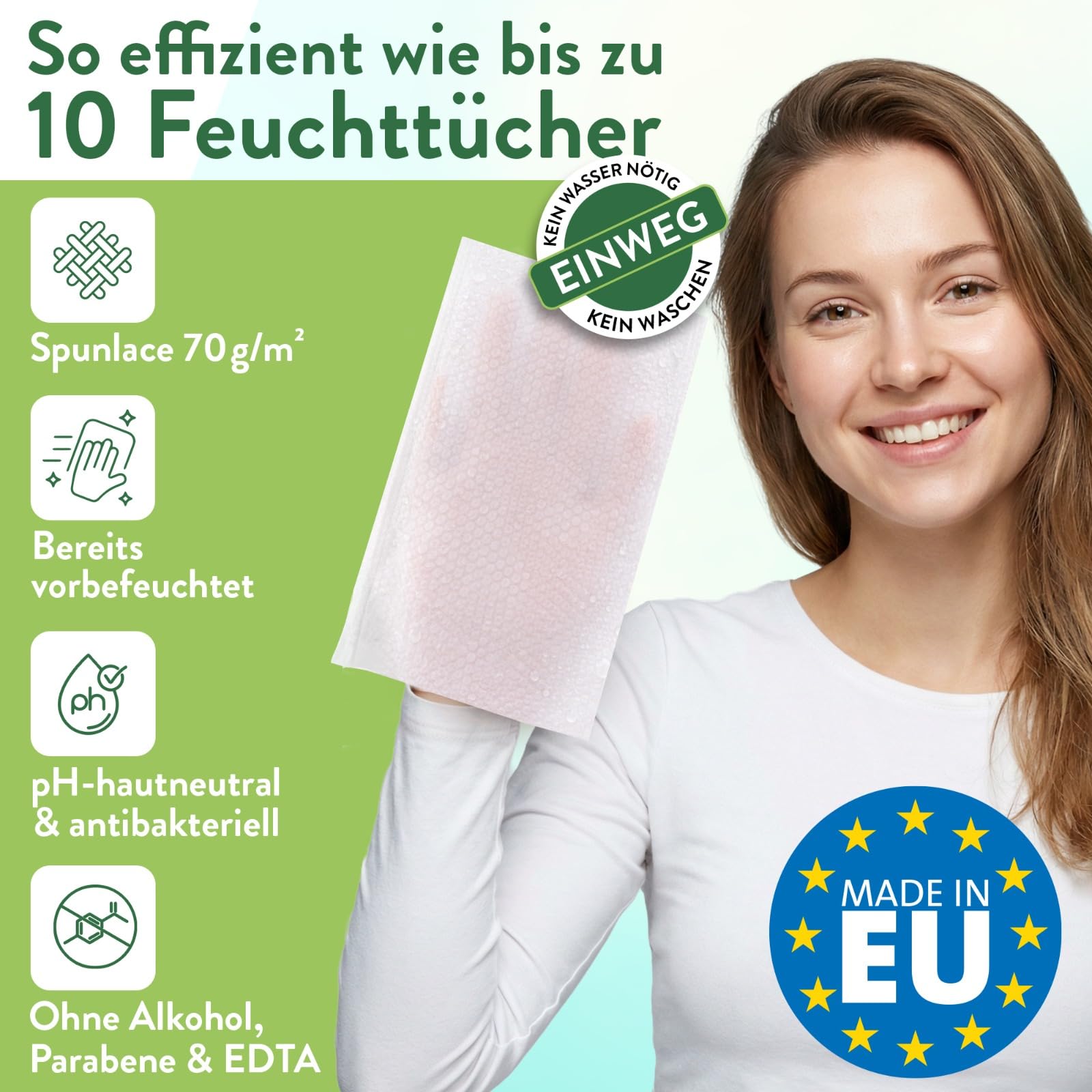 Harmony Care® - 40x weiche Einmal Waschhandschuhe aus Spunlace, Einmalwaschlappen für Erwachsene Pflege & Babys - extra dicke reizfeste Waschlappen einweg - Feucht 4