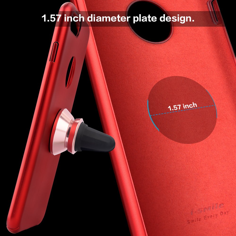 iPhone 7 / 7Plus Case, MeanLove Pro Elegent Ultra Slim Hard Case Cover for Apple iPhone 7 / 7PLus (Metal Plate Inside for Magnetic Car Mount) (Red, For iPhone 7)
