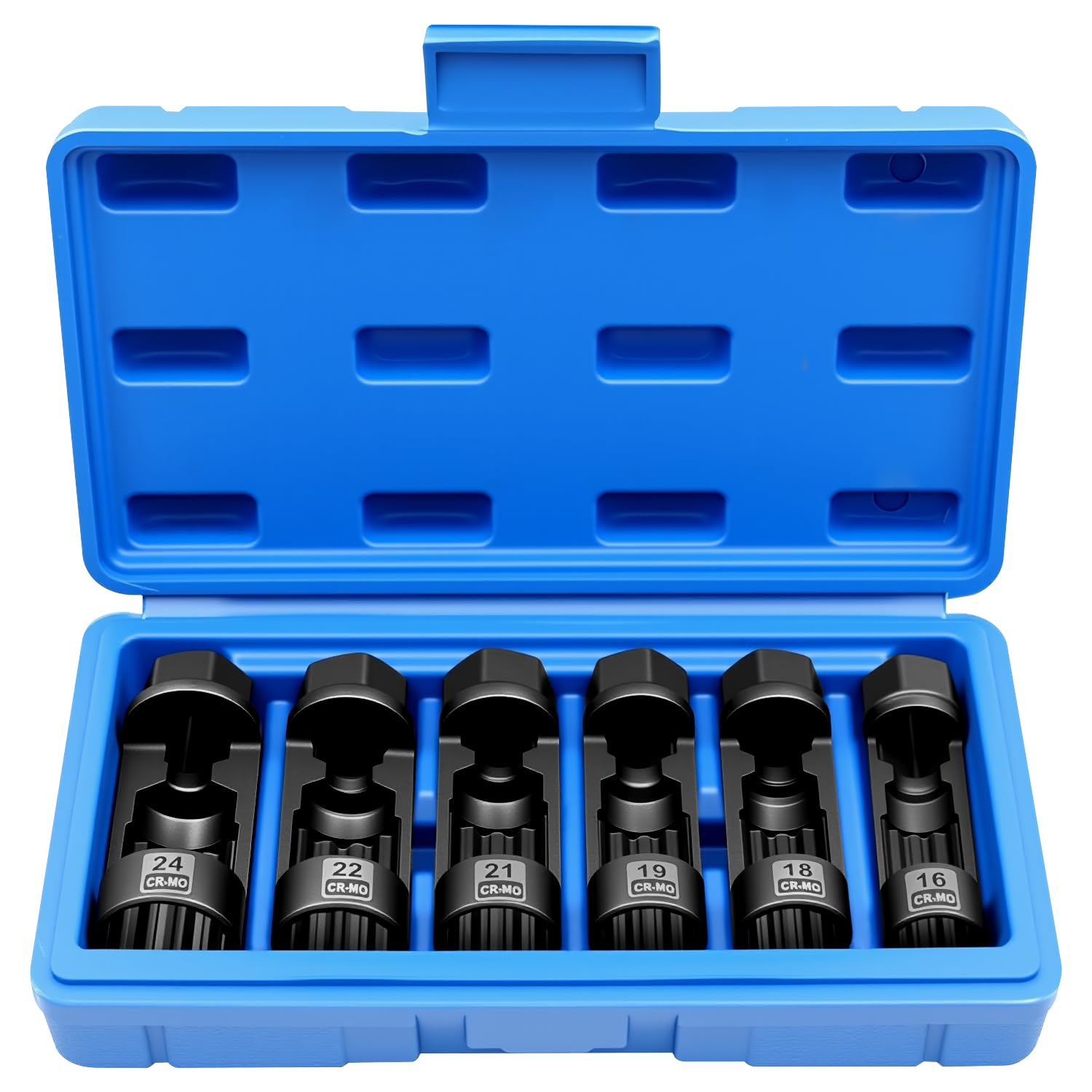 ZKTOOL 6PCS Suspension Strut Nut Socket Set, 16MM 18MM 19MM 21MM 22MM 24MM, Shock Absorber Strut Nut Removal Tool, with 12 Point 1/2" Drive, Used to Dismounting and Mounting Strut Nuts — image 1