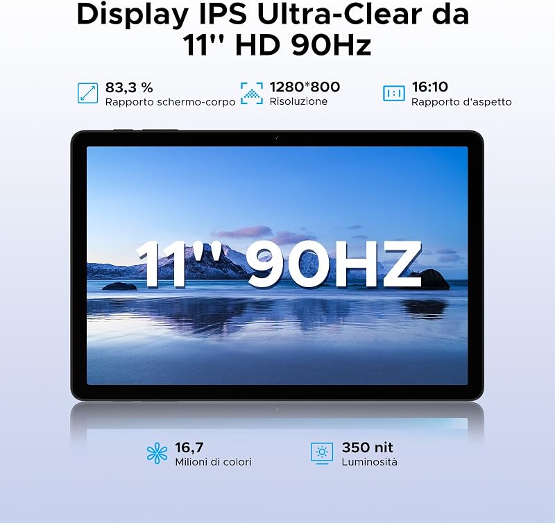 TAB G6 Android 16 Tablet 11 Pollici, 4G LTE 90Hz, 30GB RAM+256GB ROM/TF 2TB, Octa-Core Tablet con Sim, 8000mAh/Gemini AI/Widevine L1/13MP+5MP/OTG/BT5/FACE ID/Doppi altoparlanti/3.5mm Jack-Blu