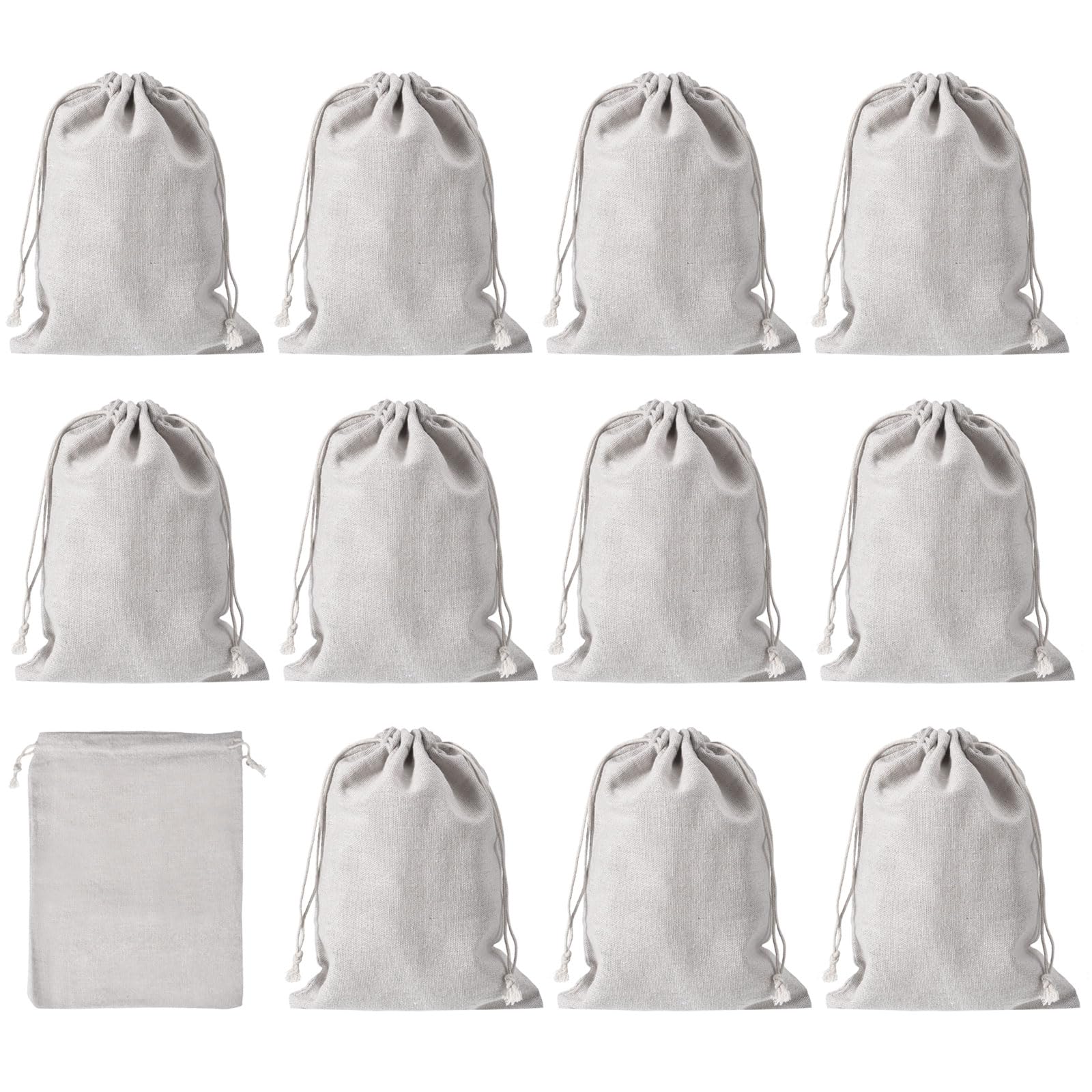 PATIKIL 9"x7" Coin Sacks Bag, 12 Pack Bank Coin Deposit Change Transit Bags Canvas Money Bag with Drawstring Gift Bag Style 1, Beige