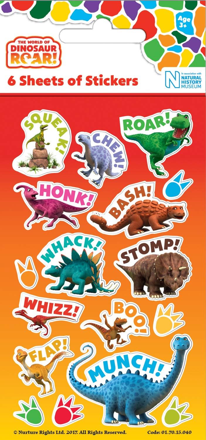 Dinosaur Roar! Party Bag Sticker Bundle (18 Sheets), Red / Orange, 12.5cm x 7.5cm - Image 4